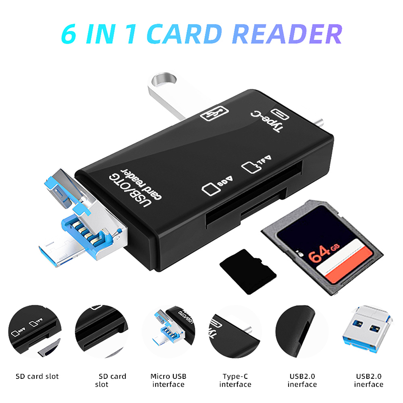 USB Type C Card Reader 6 in 1  - Tablet Reading Accessories ulasan dan harga